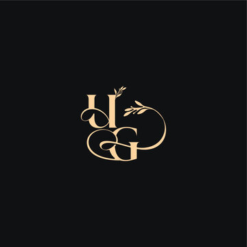 luxury feel with wavy line UG monogram elegant concept letter organic leaves wedding logo