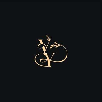 luxury feel with wavy line VY monogram elegant concept letter organic leaves wedding logo
