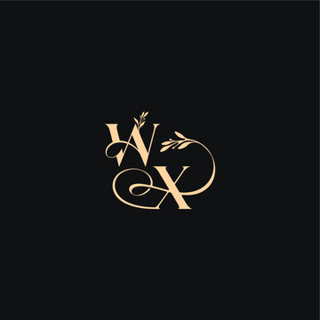 luxury feel with wavy line WX monogram elegant concept letter organic leaves wedding logo