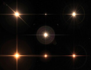 Fototapeta premium A dark background with several bright lights shining