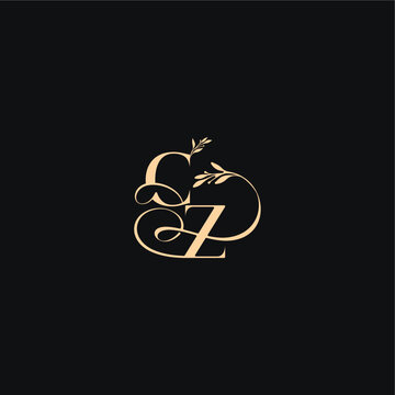 monogram elegant concept luxury feel with wavy line CZ organic leaves wedding logo letter