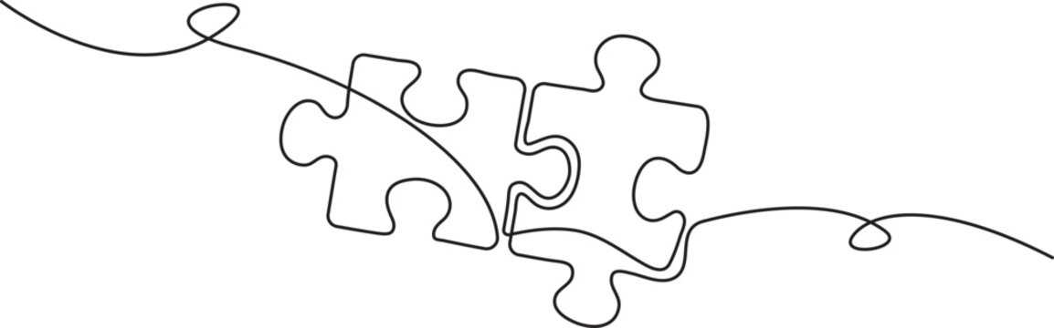 Puzzle icon line continuous drawing vector. One line Conundrum icon vector background. Team work icon, Puzzle Web Banner with Continuous Line Icon, Problem Solving continuous line drawing with drawing