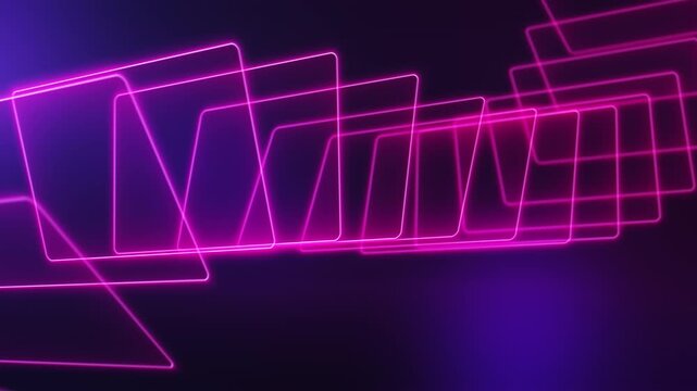 Neon pink squares creating a futuristic tunnel effect on dark background