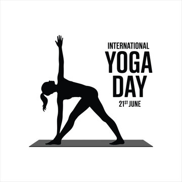 International Yoga Day Concept with Woman Practicing Yoga Pose on Mat &ndash; Healthy Lifestyle and Fitness Illustration