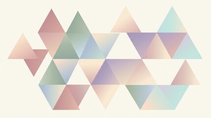 Abstract geometric pattern featuring soft pastel triangles in various sizes and orientations