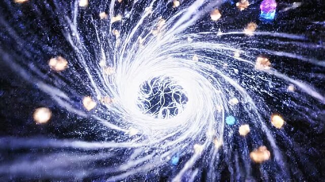 Abstract artificial intelligenceai swirling blue vortex in digital future with mesmerizing light tunnel and glowing cosmic data network