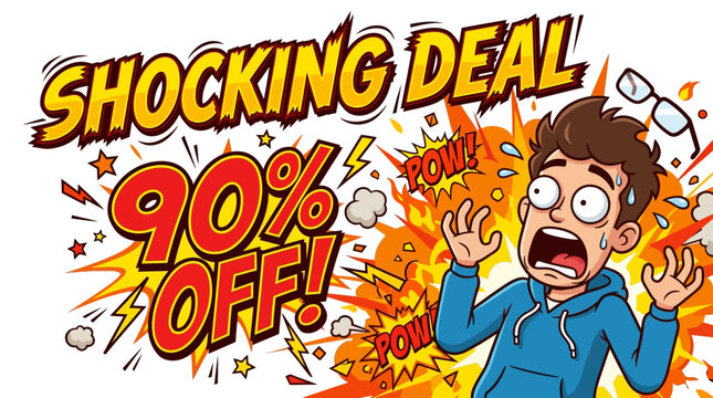 Shocking Deal 90% Off with Surprised Cartoon Character