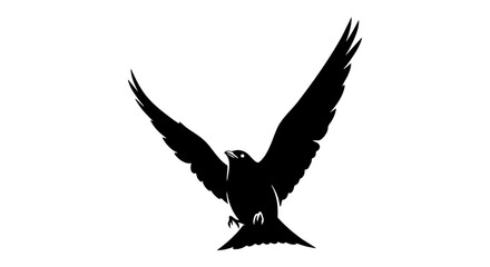 Fototapeta premium Eagle spreads its wings in a dramatic silhouette vector illustration outdoors.