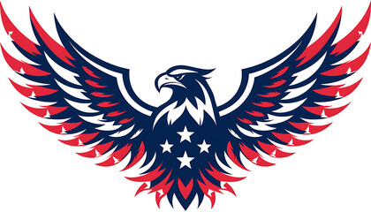 Obraz premium patriotic eagle logo with outstretched wings and american flag colors