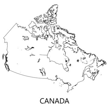 Canada map outline vector, detailed country border illustration, geographic map of Canada, cartography design