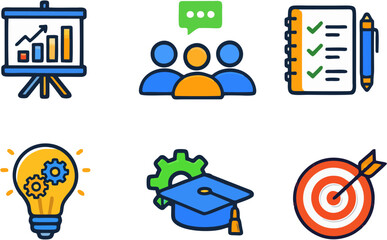Fototapeta premium Business Strategy and Education Flat Icons
