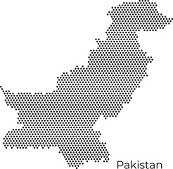Obraz premium Minimalist Pakistan dotted map vector with a clean circle pattern. Ideal for travel industry designs, professional infographics, and modern technology-themed business presentations.