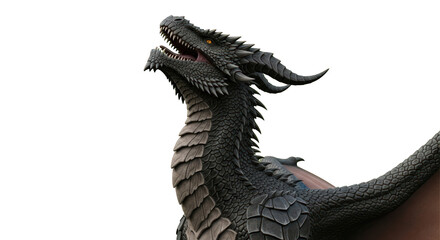 Fototapeta premium Dragon Scaled Creature with Horns and Sharp Teeth