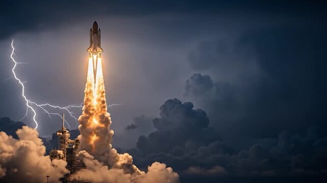 Rocket Launching into Stormy Weather Conditions.