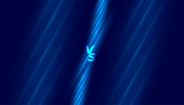 trendy versus vs screen blue banner with glowing light effect