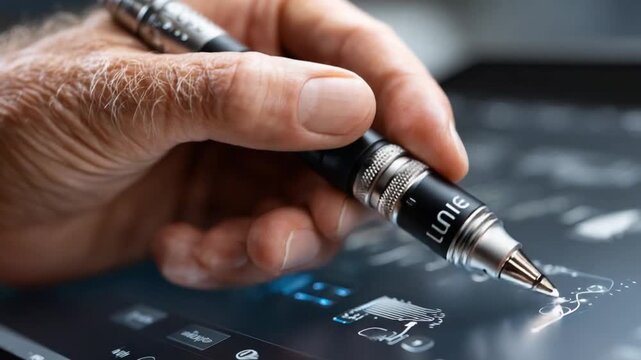 Precision in Progress: A close-up view of a skilled hand expertly maneuvering a stylus, illustrating the seamless integration of technology and creative design.