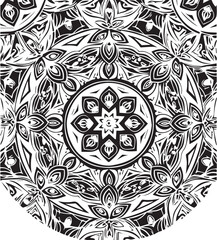 Fototapeta premium Black and white floral mandala pattern vector
