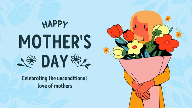Vector banner with beautiful flowers framed for mother's day	
