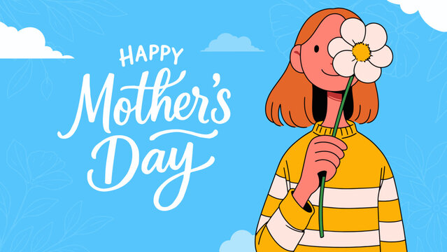 Vector banner with beautiful flowers framed for mother's day	