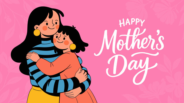 Vector banner with beautiful flowers framed for mother's day	