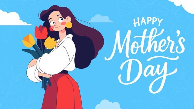 Vector banner with beautiful flowers framed for mother's day	