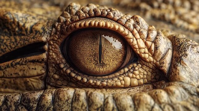 close up top view crocodile skin texture and eyes, rough scales pattern, natural sunlight reflection