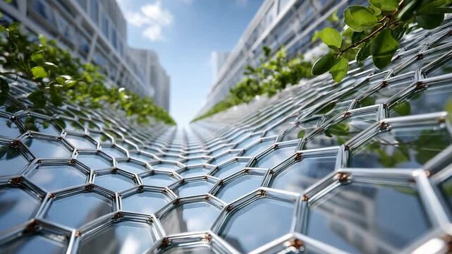 Urban Oasis: Captivating shot of a modern city design, where architectural structures are integrated with nature, creating a harmonious blend of the urban and natural worlds.