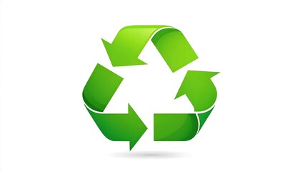 A green recycling symbol with three curved arrows
