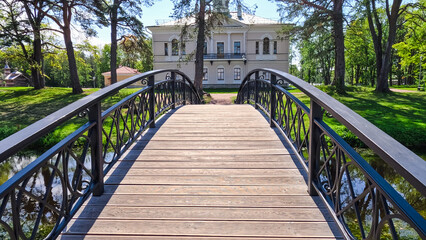 Obraz premium Bridge in a summer park invites you for a walk