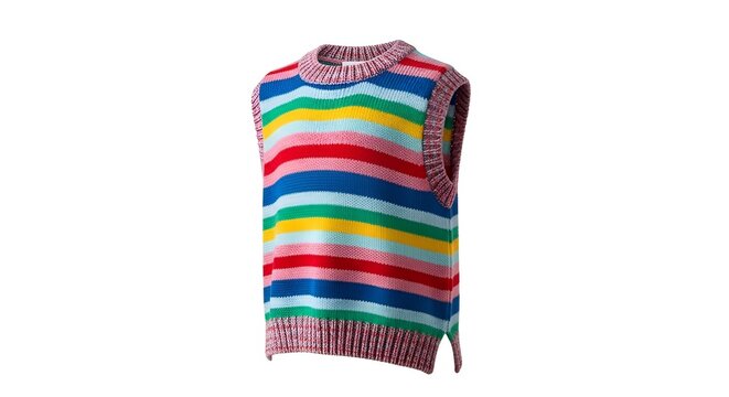 Colorful striped knitwear fashion clothing vest.