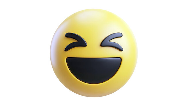 3D Yellow Emoji Laughing with Closed Eyes