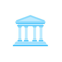 Obraz premium Stylized Blue Classical Building Icon with Columns and Pediment