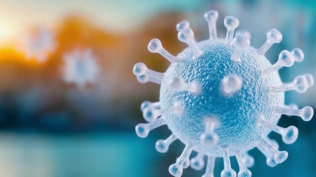 Microscopic Menace: A detailed microscopic view of a virus, a visual representation of a dangerous pathogen, highlighting its complex structure and the threat it poses.