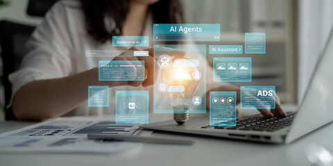 AI agents dashboard unifies generative content, assistant chat and ads. AI manages prompts, tracks...