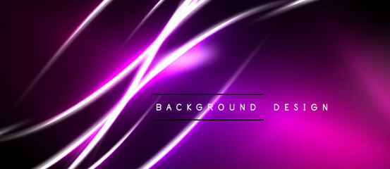 Naklejka premium Abstract purple lines over black background. Modern design element, dynamic composition, sleek presentation. Minimalist aesthetic, vibrant colors.