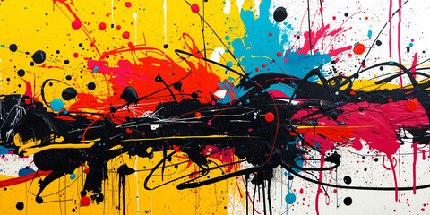 Abstract colorful art painting background with paint splashes and artistic texture wallpaper design. © v.stock