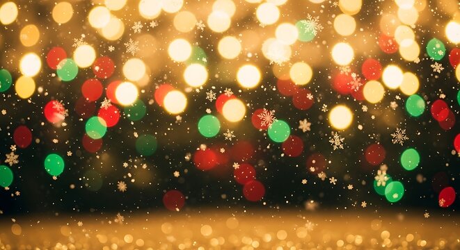 A festive scene of colorful lights illuminating a winter wonderland with bokeh effects