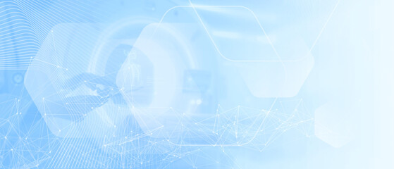 Abstract Blue Technology Background with Digital Network Connections and Data Flow