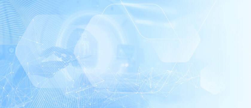 Abstract Blue Technology Background with Digital Network Connections and Data Flow