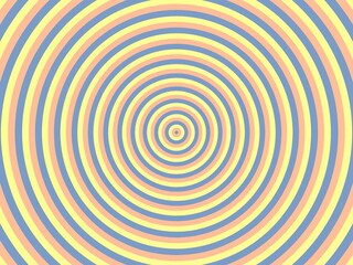 Obraz premium Hypnotic retro concentric circle pattern with pastel yellow blue orange tones