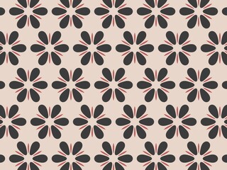 Fototapeta premium Elegant seamless floral pattern with charcoal petals on beige background