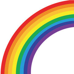 Fototapeta premium Vibrant colorful rainbow arc isolated on a white background with seven distinct color stripes.