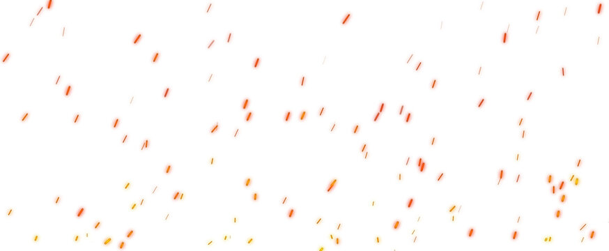 Glowing fire sparks dust embers burning particles flying isolated on transparent background PNG