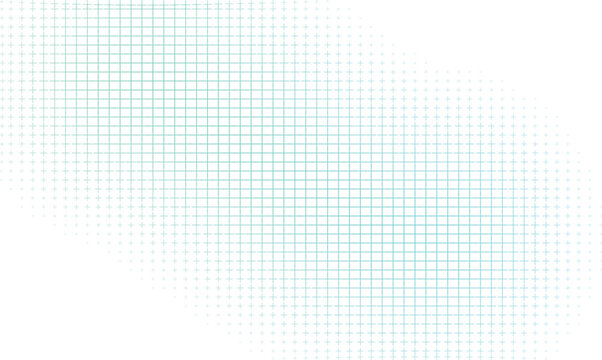 Vector image of Subtle light blue and white halftone grid pattern vector background with fading gradient effect, ideal for modern digital design, web banners