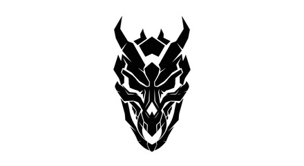 Obraz premium Black stencil design of a stylized demon mask on a white background.