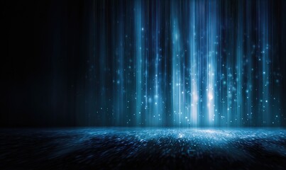 Obraz premium Ethereal blue light streams cascade onto a shimmering, textured floor