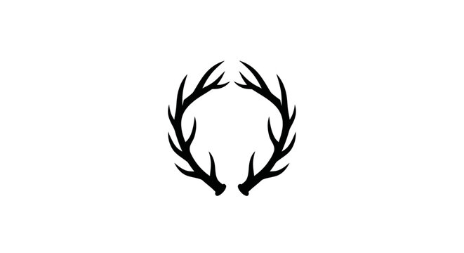 A black silhouette of deer antlers on a white background.