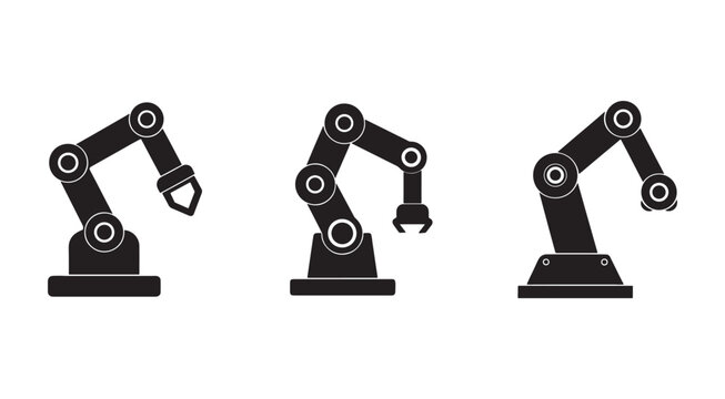 Industrial robotic arms with various end effectors for manufacturing assembly and processing  industrial automation and robotics technology