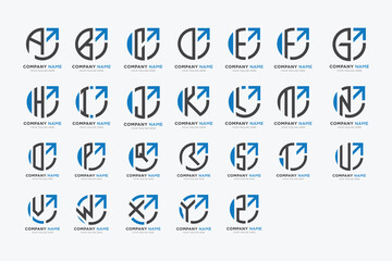 minimal letter arrow logo vector design template