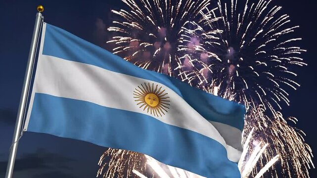 Argentina Flag Fireworks Display 48.
